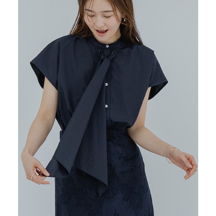 バンドカラーデザインボウタイオーバーサイズブラウス【UR’S ユアーズ】 | titivate | 詳細画像24 