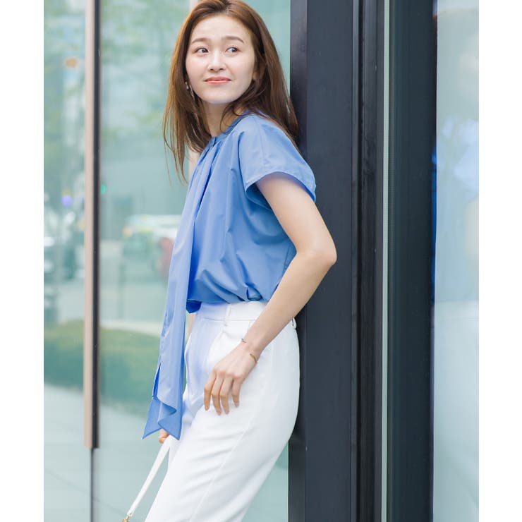 バンドカラーデザインボウタイオーバーサイズブラウス【UR’S ユアーズ】 | titivate | 詳細画像2 