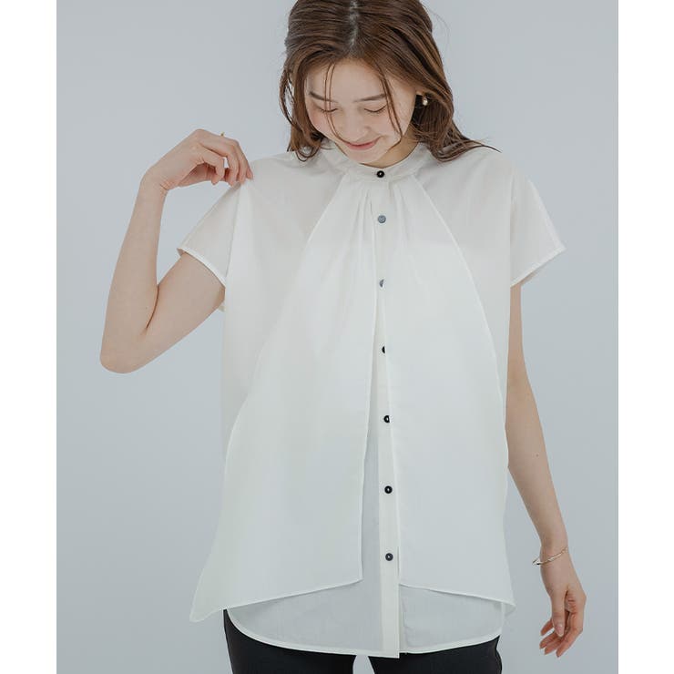 バンドカラーデザインボウタイオーバーサイズブラウス【UR’S ユアーズ】 | titivate | 詳細画像7 