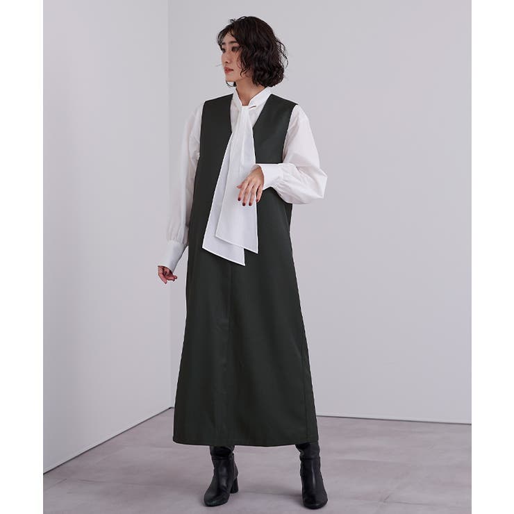 ソフトツイルディープVネックIラインワンピース【UR’S ユアーズ】 | titivate | 詳細画像4 