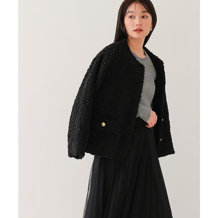 ボアノーカラーゴールド釦ジャケット【UR'S ユアーズ】[品番