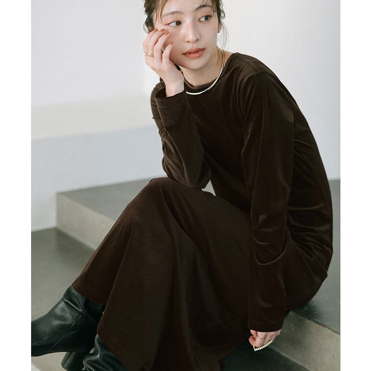 バックリボンフィットアンドフレアベロアワンピース【UR’S ユアーズ】 | titivate | 詳細画像4 