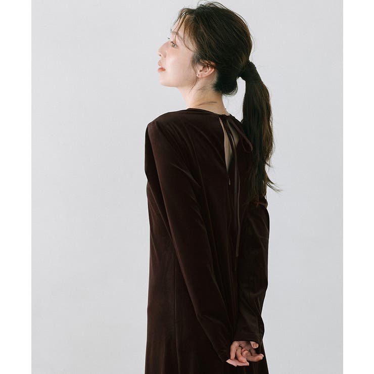 バックリボンフィットアンドフレアベロアワンピース【UR’S ユアーズ】 | titivate | 詳細画像5 