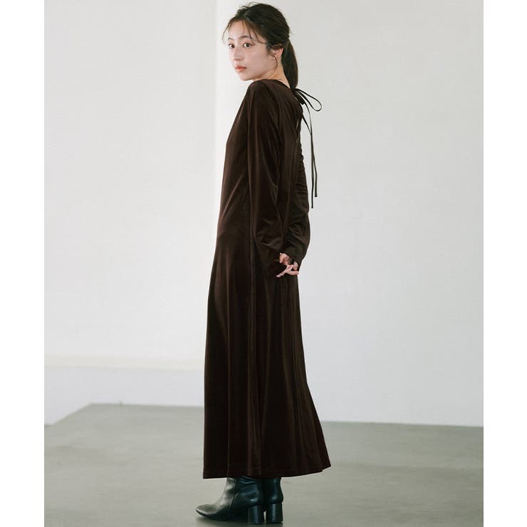 バックリボンフィットアンドフレアベロアワンピース【UR’S ユアーズ】 | titivate | 詳細画像7 