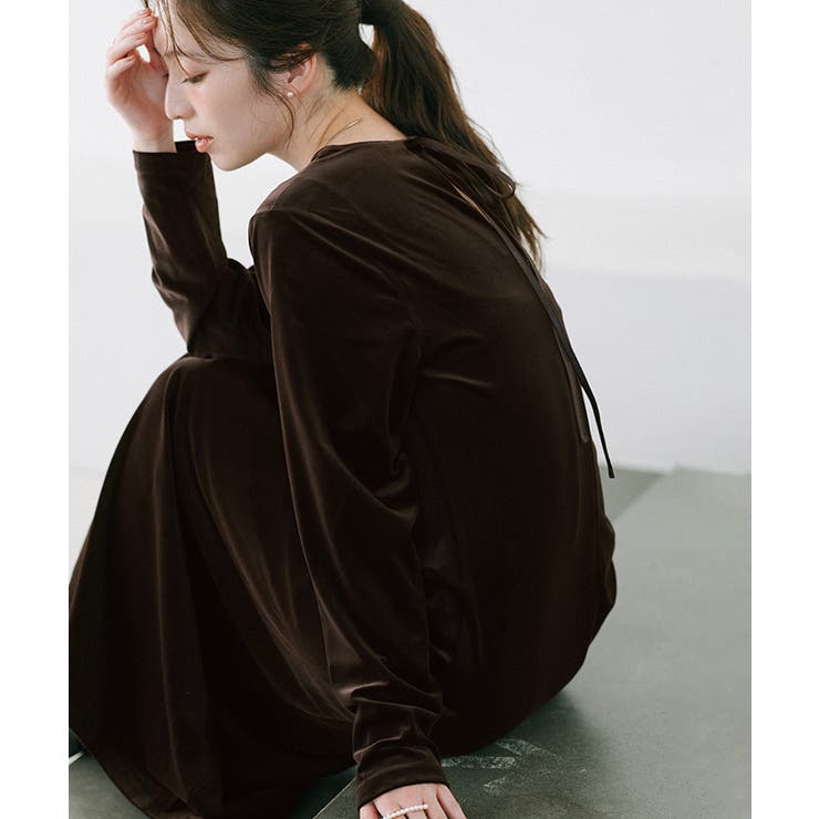 バックリボンフィットアンドフレアベロアワンピース【UR’S ユアーズ】 | titivate | 詳細画像8 