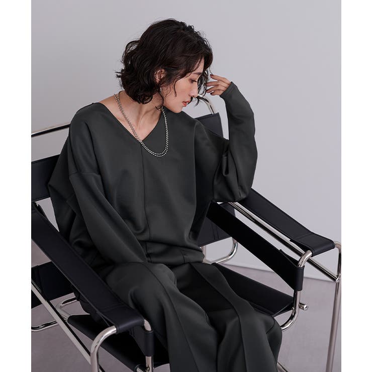 Vネックトップス×パンツ/ボンディングセットアップ【UR’S ユアーズ】 | titivate | 詳細画像15 