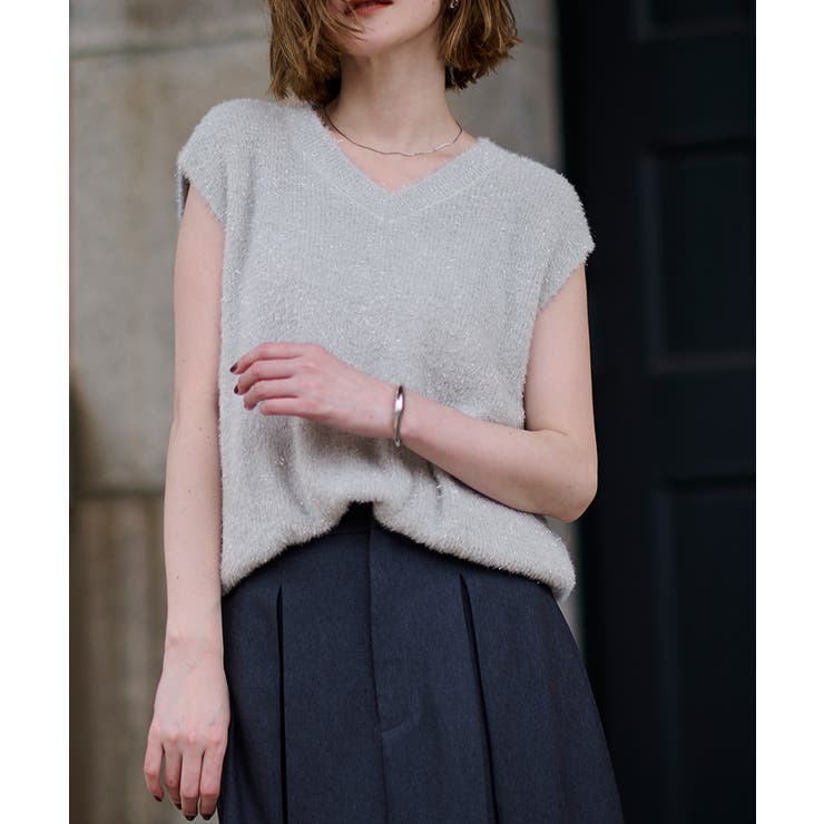 ラメシャギーVネックニットベスト【UR’S ユアーズ】 | titivate | 詳細画像12 