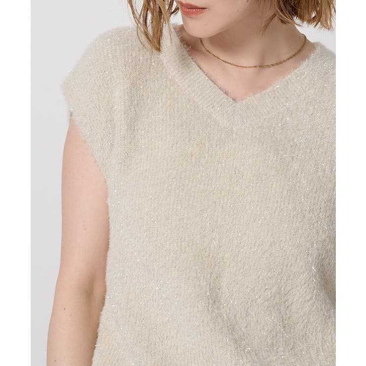 ラメシャギーVネックニットベスト【UR’S ユアーズ】 | titivate | 詳細画像2 
