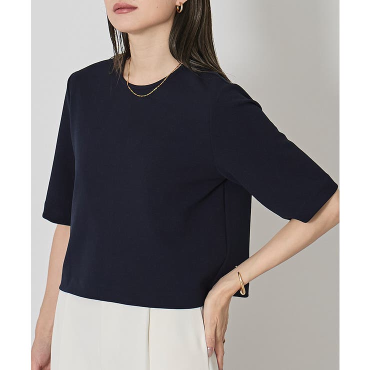 カットジョーゼットクルーネッククロップドプルオーバー【UR'S