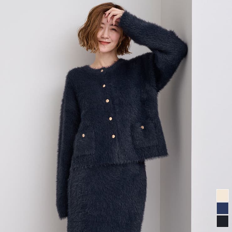 ゴールド釦シャギーニットカーディガン【UR’S ユアーズ】 | titivate | 詳細画像1 