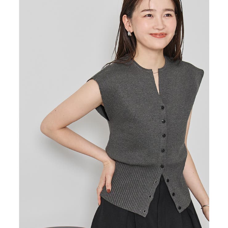 ゆっきぃです(^-^)/ ウエストシェイプキーネックニット【UR'S ユアーズ】[品番