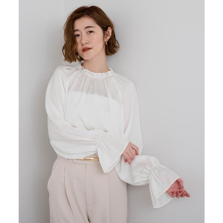 サテンフリルネックキャンディースリーブブラウス【UR’S ユアーズ】 | titivate | 詳細画像14 