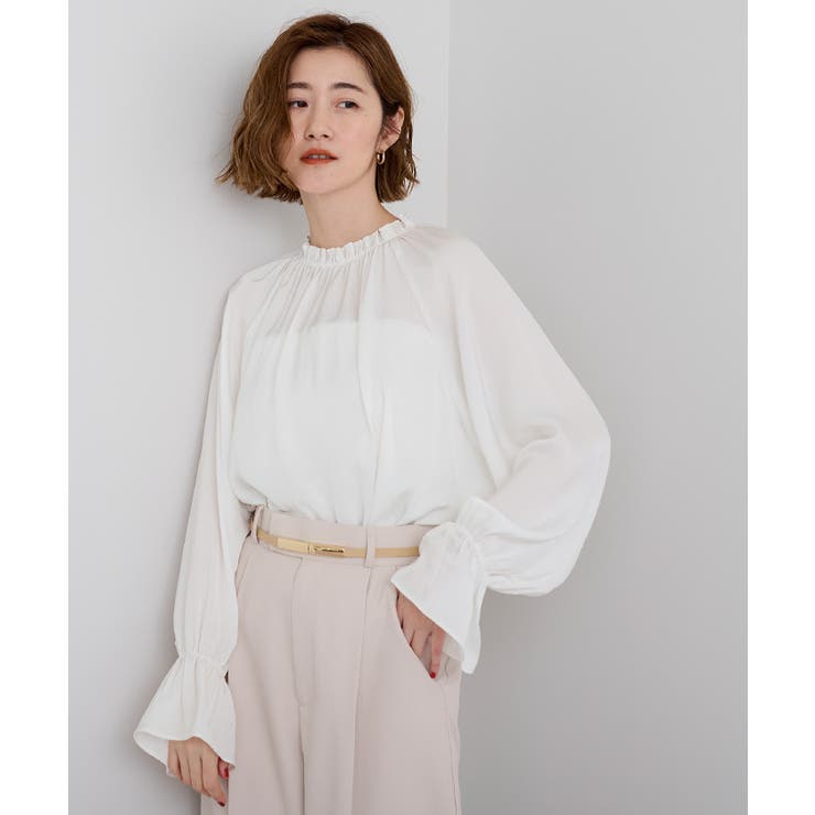 サテンフリルネックキャンディースリーブブラウス【UR’S ユアーズ】 | titivate | 詳細画像2 
