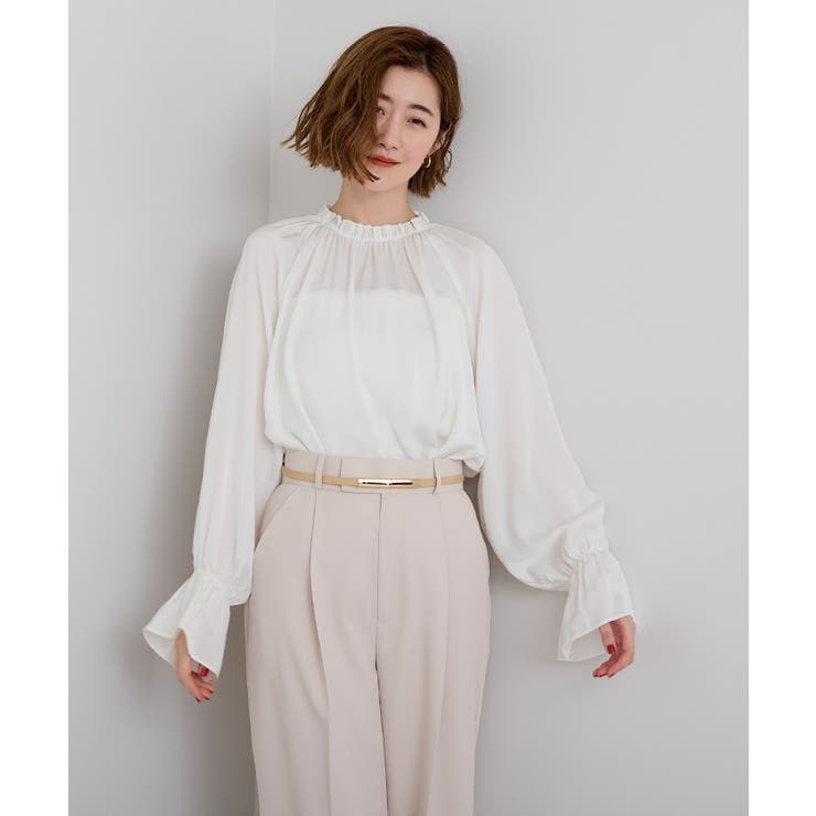 サテンフリルネックキャンディースリーブブラウス【UR’S ユアーズ】 | titivate | 詳細画像4 