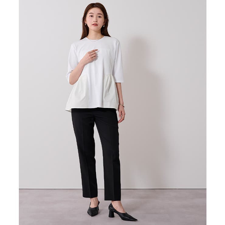 ウエスト切替ギャザーハーフスリーブTシャツ【UR’S ユアーズ】 | titivate | 詳細画像2 