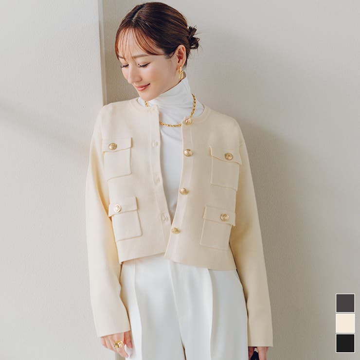 ゴールド釦ニットカーディガン/ジャケット【UR’S ユアーズ】 | titivate | 詳細画像1 