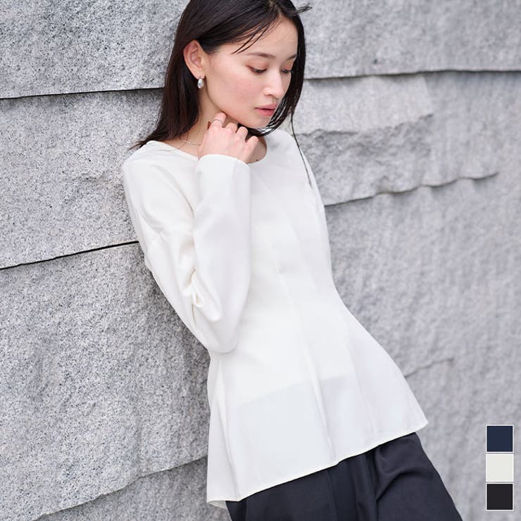 ラウンドネックウエストシェイプブラウス【UR’S ユアーズ】 | titivate | 詳細画像1 