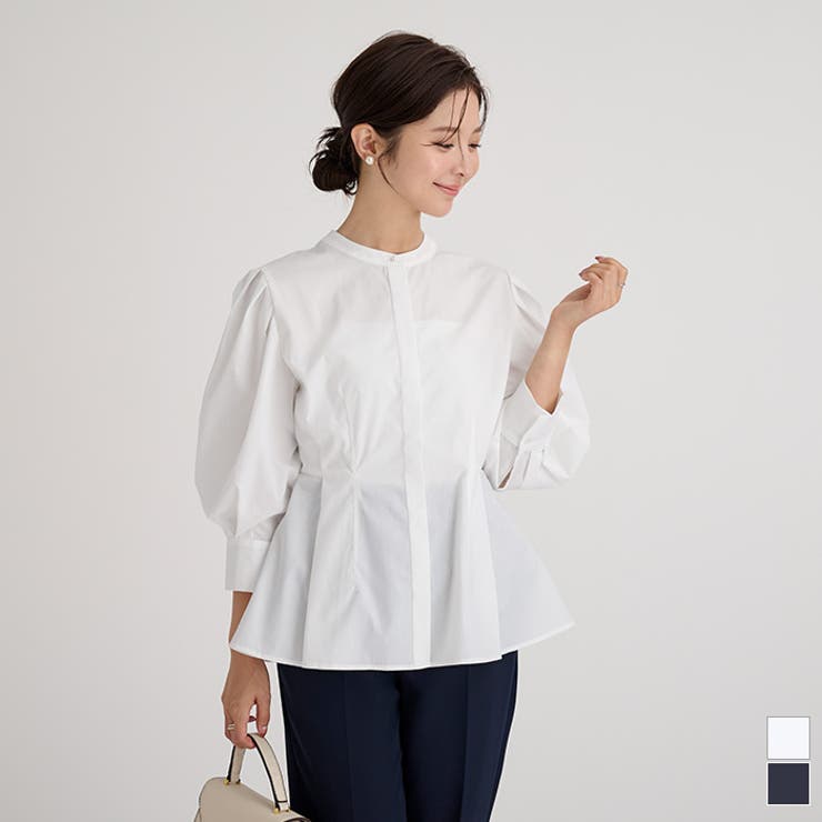 バンドカラーペプラムシャツ【UR’S ユアーズ】【セレモニー】 | titivate | 詳細画像1 