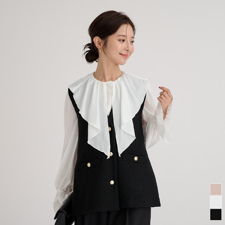 フリルカラーキャンディスリーブブラウス【UR’S ユアーズ】【セレモニー】 | titivate | 詳細画像1 