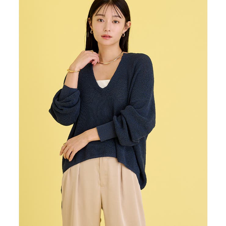 ミドルゲージディープVネックニット【UR’S ユアーズ】 | titivate | 詳細画像2 