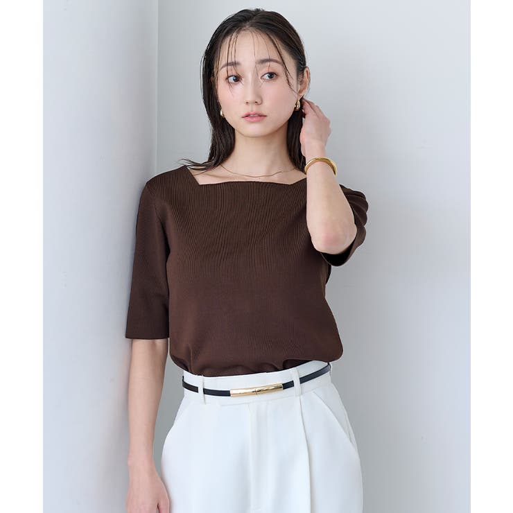 2wayスクエアネックリブニット【UR’S ユアーズ】 | titivate | 詳細画像4 