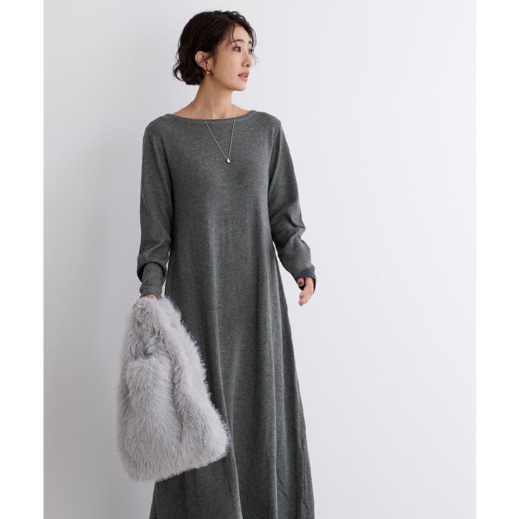 ボートネックロングニットワンピース【UR'S ユアーズ】[品番