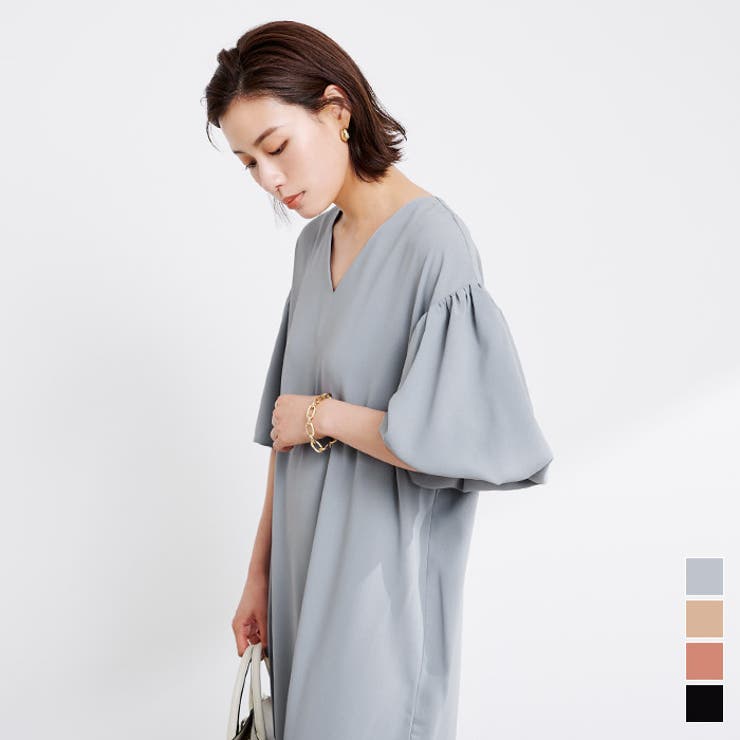 Vネック袖ボリュームワンピース ワンピース レディース 品番 Tv Titivate ティティベート のレディースファッション通販 Shoplist ショップリスト