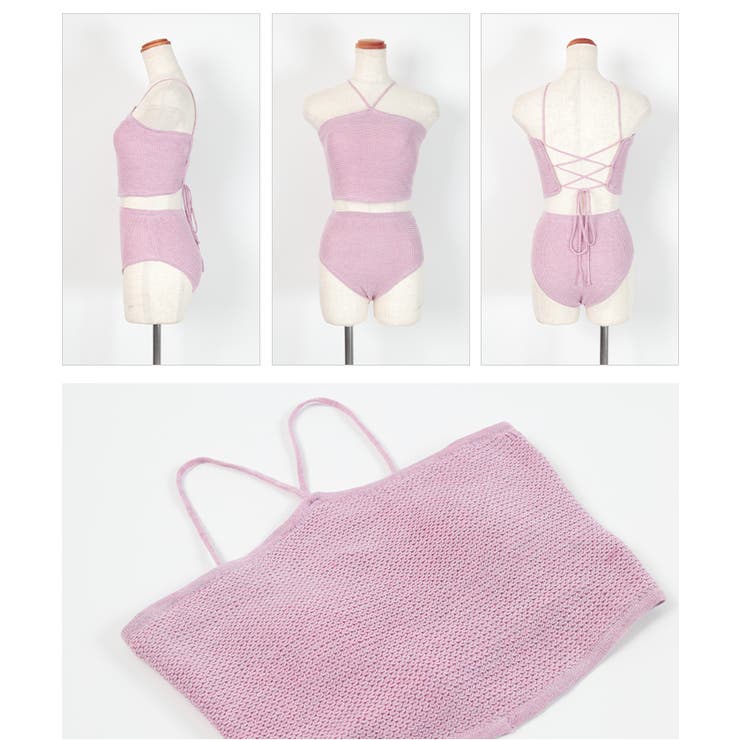 前後のVデザインとボタンが際立つデザイン\tHermes\tFederica 水着 Wing Bikini Set Tr&Mu | aqua blanca