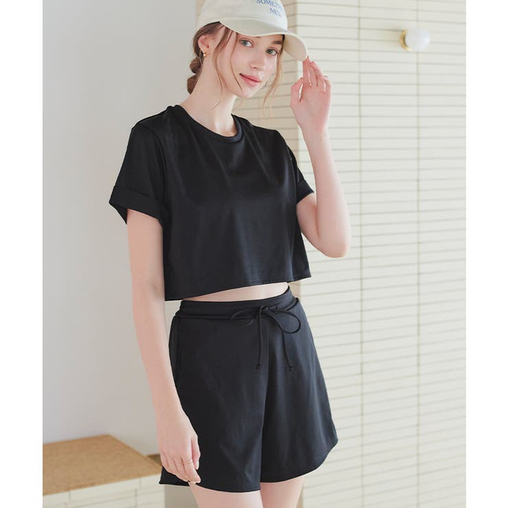 カップ付半袖Tシャツ×ショートパンツ セット水着 水着体型カバー カップ付半袖Tシャツ×ショートパンツ セット水着 水着体型カバー