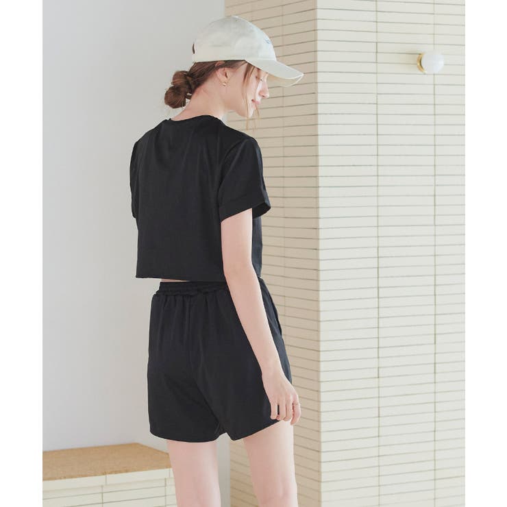 セットアップ レディース Tシャツ カットソー 体型カバー ショートパンツ 上下セット 半袖 チュール 切り替え 薄手 ドット柄 リボン付き 楽天市場】半袖Tシャツ ショートパンツ 上下セット レディース