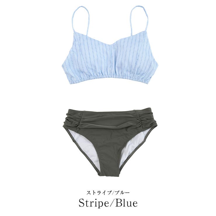 VEATM 青/黄 ストライプ 水着 Mサイズ VEATM ストライプデザイン 水着