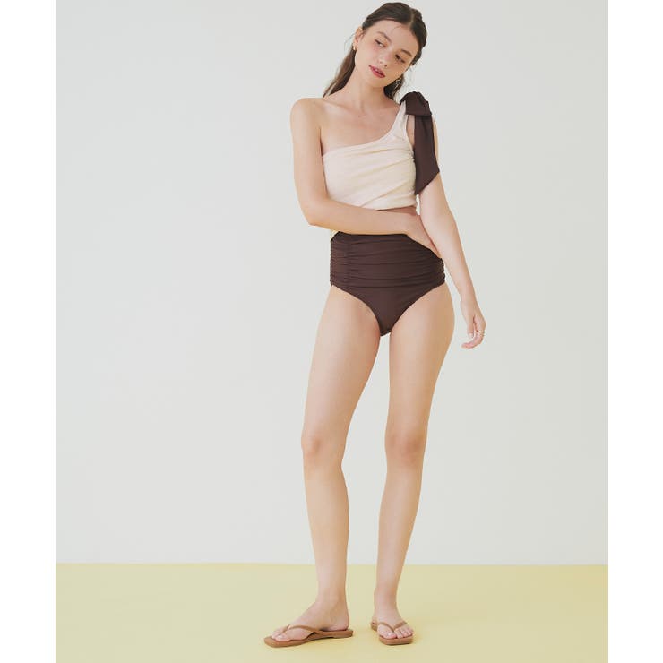 ワンショルダーカットアウトワンピース/水着【SEADRESS