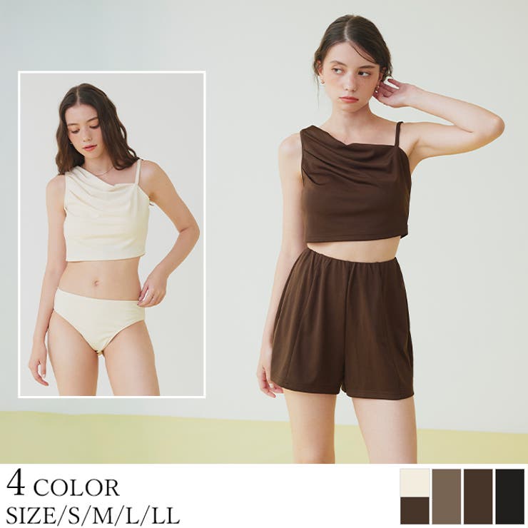 ショートパンツ付タックビキニ/セット水着【SEADRESS シードレス