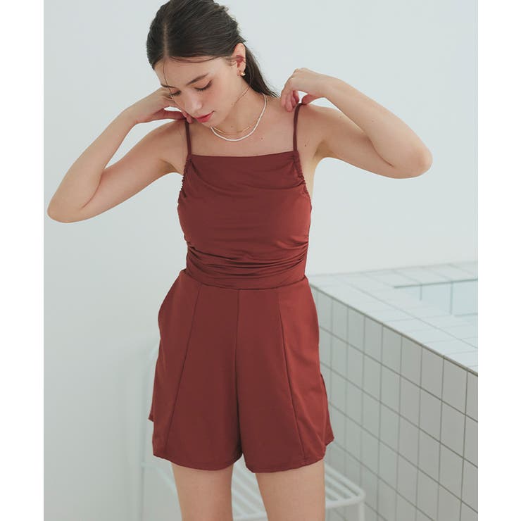 サイドギャザーオールインワン/ワンピース水着【SEADRESS