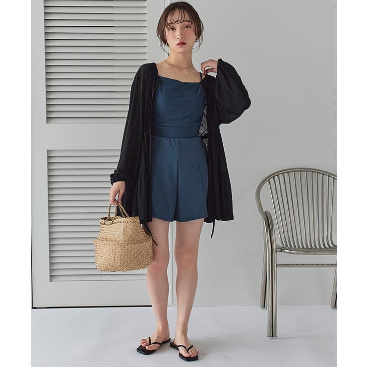 サイドギャザーオールインワン/ワンピース水着【SEADRESS