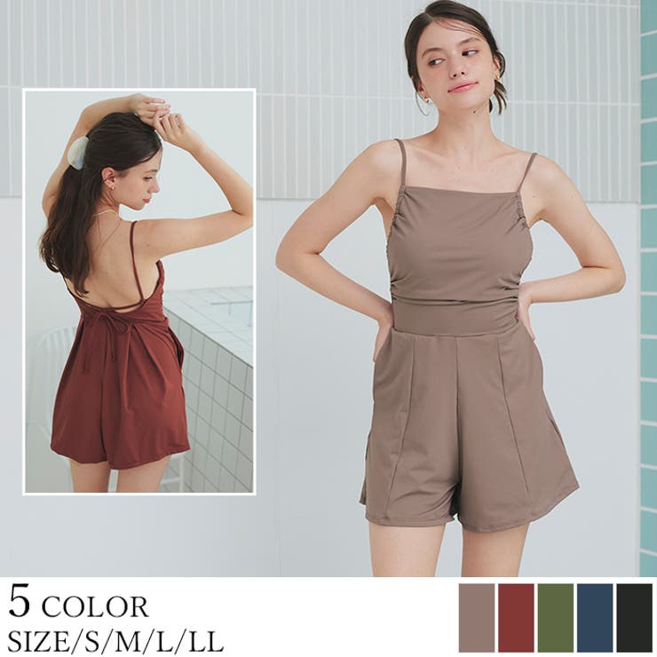 サイドギャザーオールインワン/ワンピース水着【SEADRESS