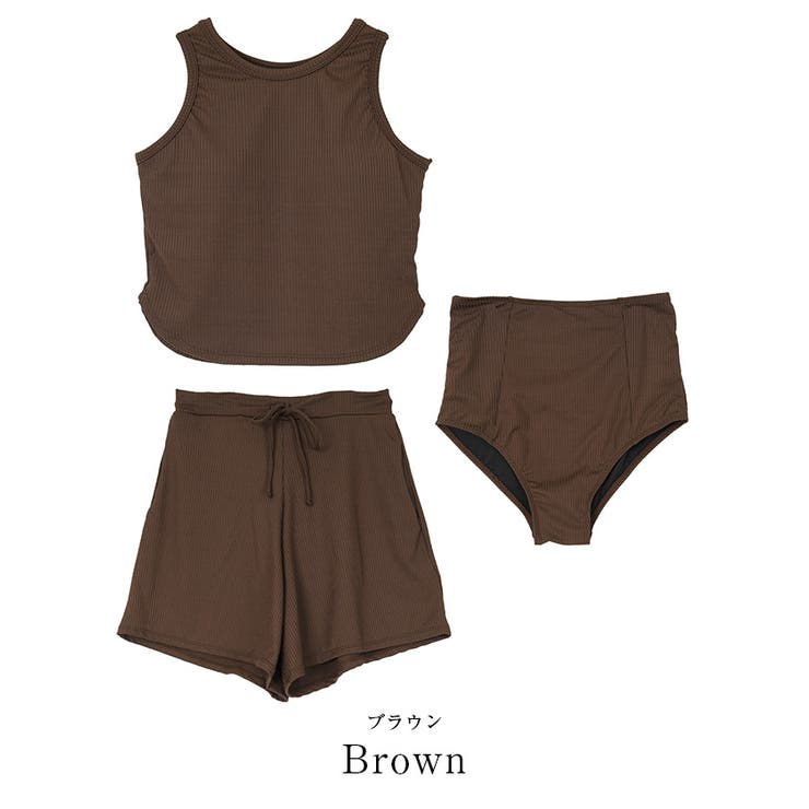 machatt SWIMフレアタンク & SWIMショートパンツ セット 3点セット ショートパンツ×タンクトップビキニ 水着[品番
