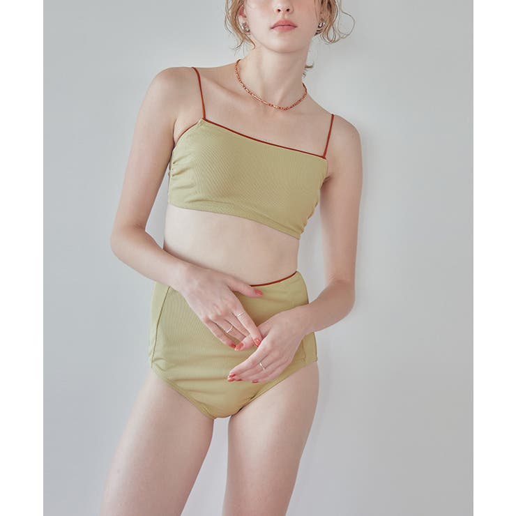 バイカラーラインシンプルハイウエストビキニ 水着 | titivate | 詳細画像22 