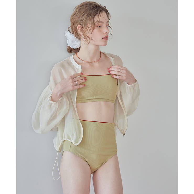 バイカラーラインシンプルハイウエストビキニ 水着 | titivate | 詳細画像24 