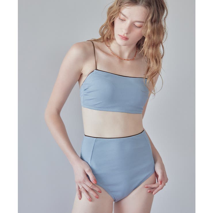 バイカラーラインシンプルハイウエストビキニ 水着 | titivate | 詳細画像25 