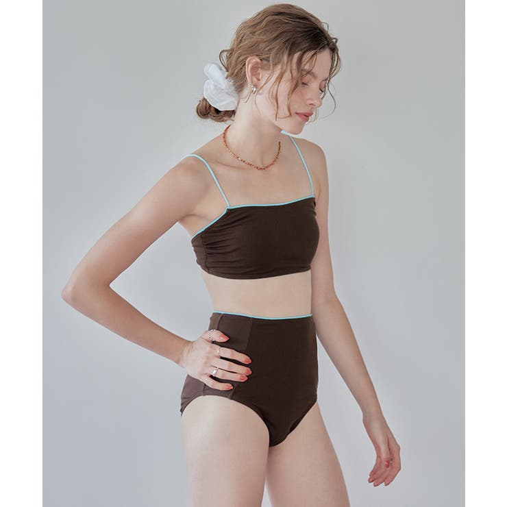 バイカラーラインシンプルハイウエストビキニ 水着 | titivate | 詳細画像28 