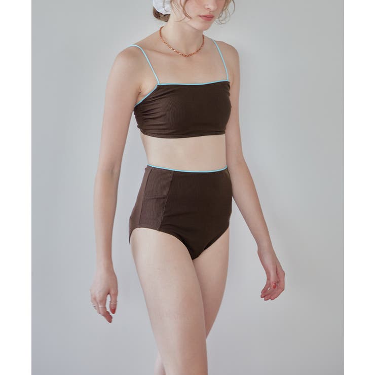 バイカラーラインシンプルハイウエストビキニ 水着 | titivate | 詳細画像29 