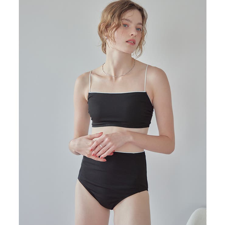 バイカラーラインシンプルハイウエストビキニ 水着 | titivate | 詳細画像31 