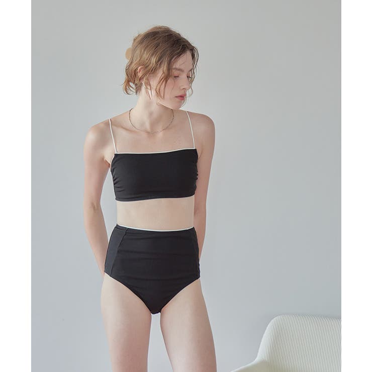 バイカラーラインシンプルハイウエストビキニ 水着 | titivate | 詳細画像32 