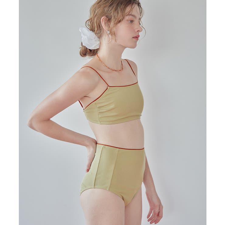 バイカラーラインシンプルハイウエストビキニ 水着 | titivate | 詳細画像5 