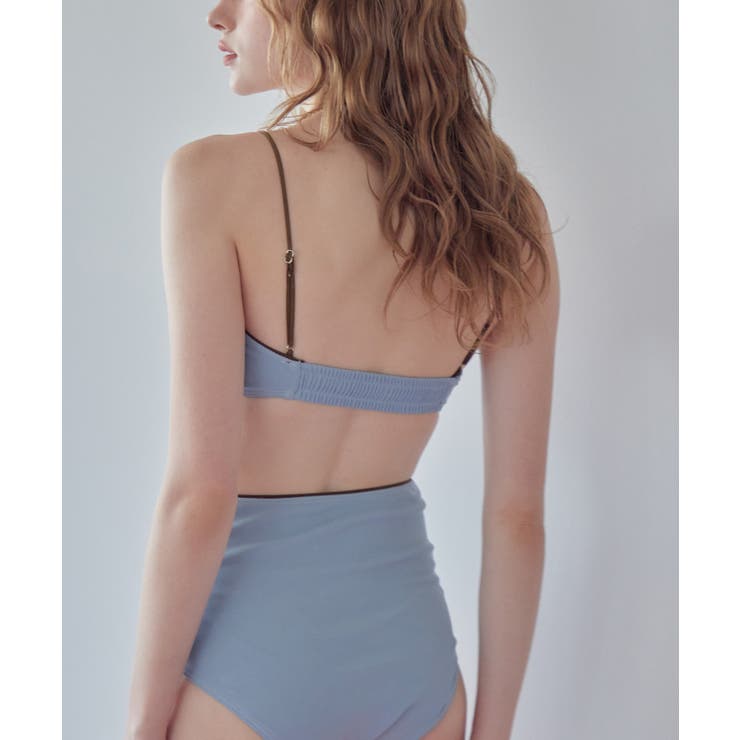 バイカラーラインシンプルハイウエストビキニ 水着 | titivate | 詳細画像7 