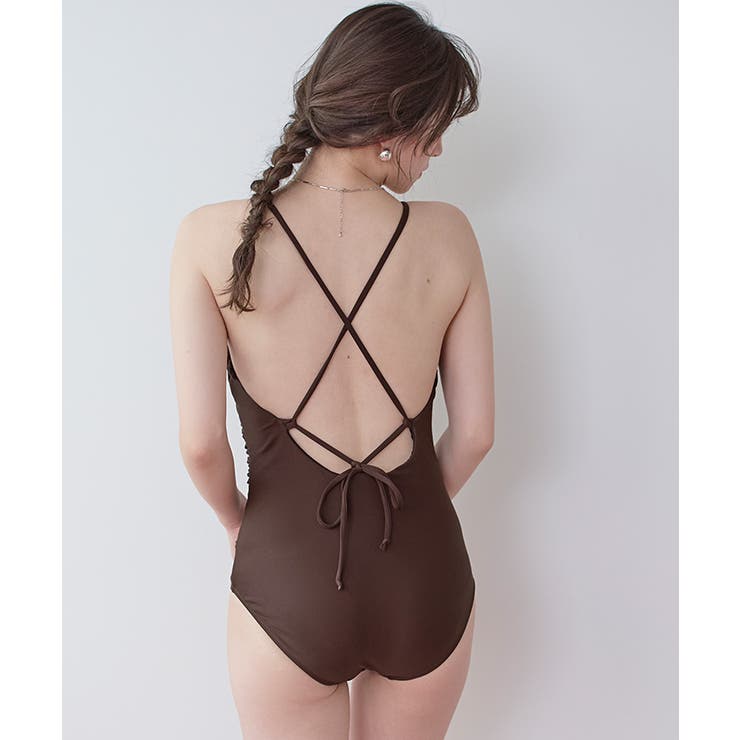 サイドギャザーバッククロスデザインワンピース 水着【SEADRESS シードレス… | titivate | 詳細画像12 