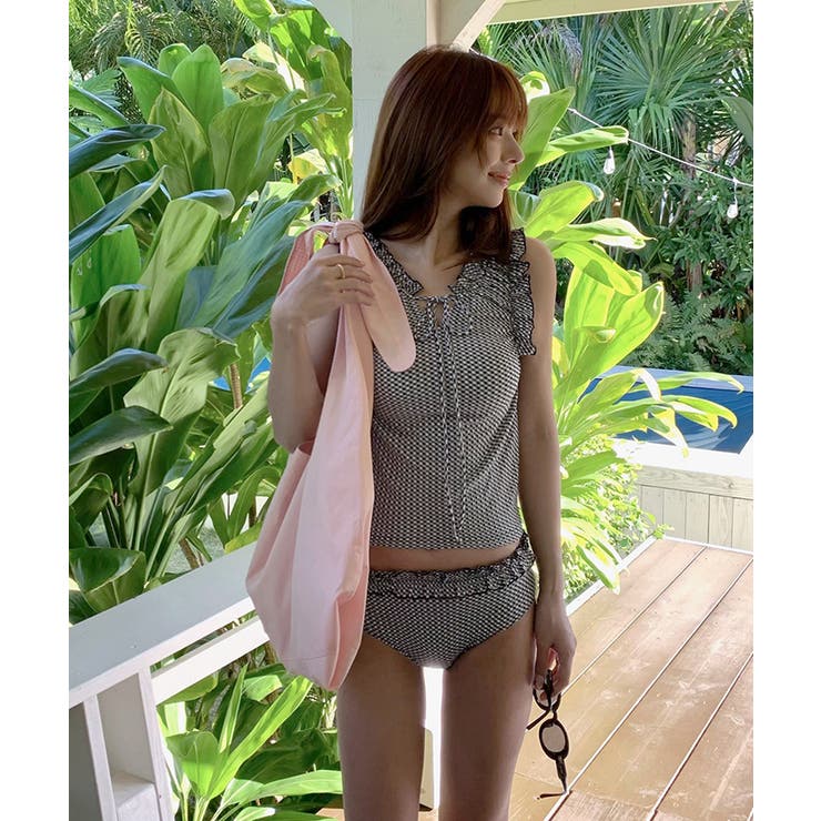 チェック柄フリルタンクトップビキニ/水着【SEADRESS シードレス】 | titivate | 詳細画像7 