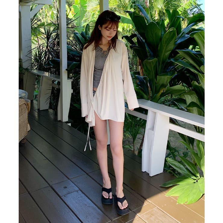 カシュクールギャザーオーバーサイズシャツ ラッシュガード【SEADRESS シー… | titivate | 詳細画像14 