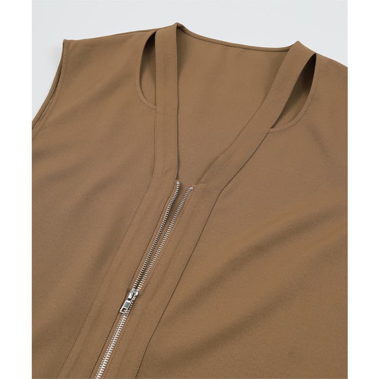 フロントジップVネックロングジレ【miette ミエット】 | titivate | 詳細画像4 